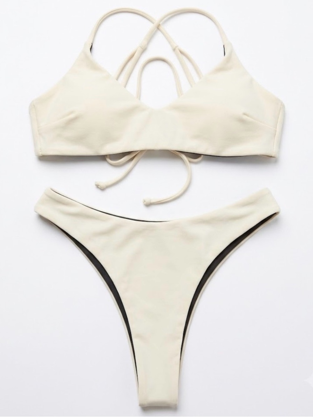Cream/chocolate Two-Piece Reversible Bikini Set